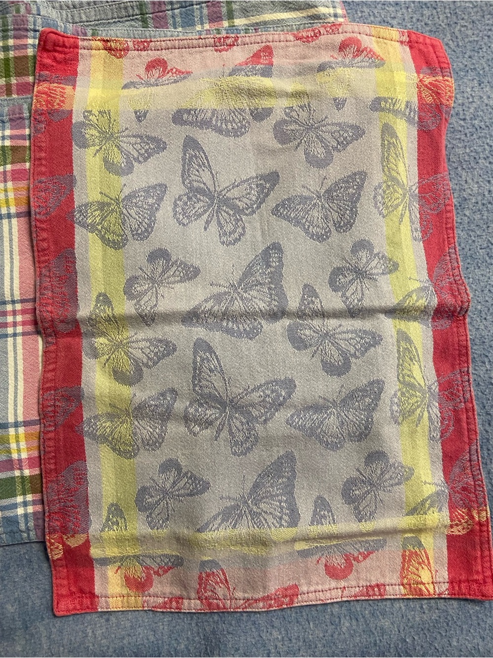 6PC. Set PIER 1 IMPORTS Two-Sided Butterfly-Plaid Place Mat
